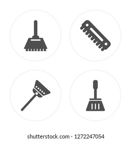 4 Wiping swipe for floors, Broom cleanin, Comb cleanin modern icons on round shapes, vector illustration, eps10, trendy icon set.
