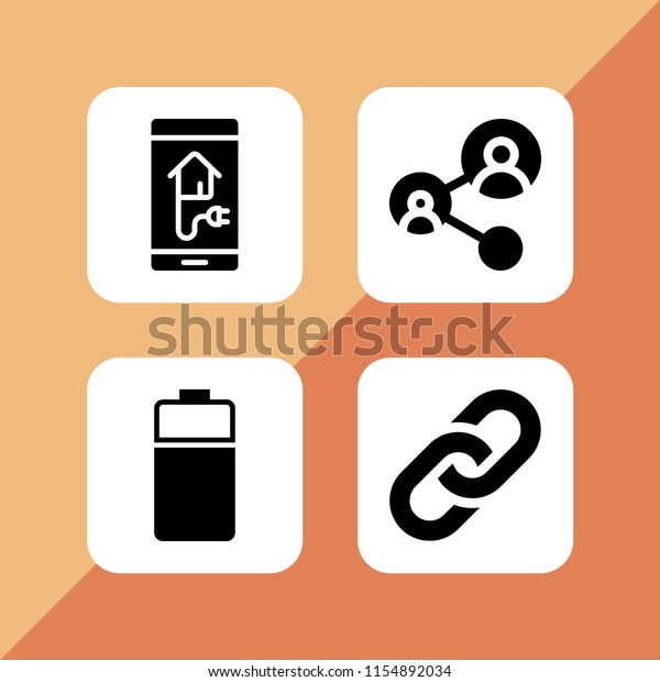 4 wire icons in vector set. link,\
plug and battery illustration for web and graphic\
design