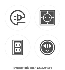 4 Wire, Socket, Socket modern icons on round shapes, vector illustration, eps10, trendy icon set.