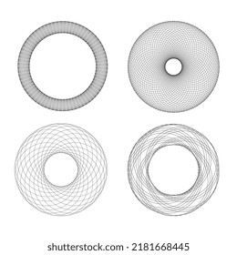 4 Wireframe circle styles vector design. 