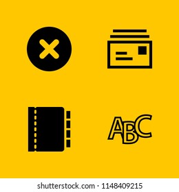 4 word icon set with abc, letters and agenda vector illustration for graphic design and web