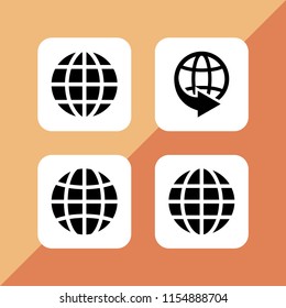 4 worldwide icons in vector set. globe, global and world illustration for web and graphic design