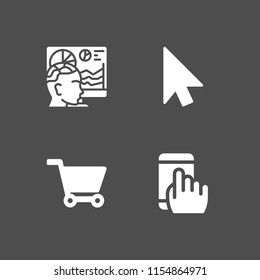 4 www icons in vector set. cart of ecommerce, cursor and seo and web illustration for web and graphic design