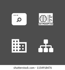 4 www icons in vector set. sitemap, seo and web, domain and url illustration for web and graphic design