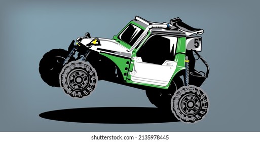 4 x 4 off-road vehicle vector, disassembled, many colors, convenient for your use.