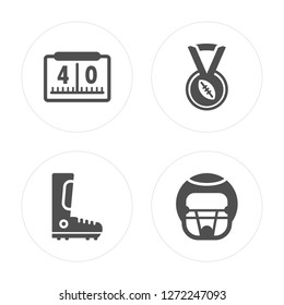 4 Yard Marking, Gaiters, American Football Medal, HElmet modern icons on round shapes, vector illustration, eps10, trendy icon set.