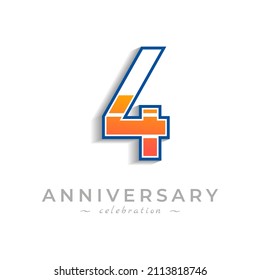 4 Year Anniversary Celebration with Charging Icon Battery for Celebration Event, Wedding, Greeting card, and Invitation Isolated on White Background