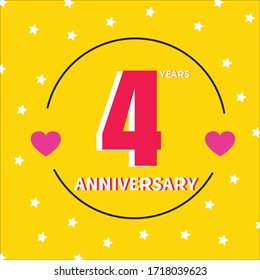 4 year anniversary celebration, vector design for celebrations, invitation cards and greeting cards