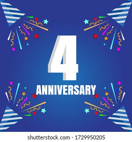 4 year anniversary celebration, vector design for celebrations, invitation cards and greeting cards
