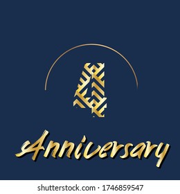 4 year anniversary celebration, vector design for celebrations, invitation cards and greeting cards