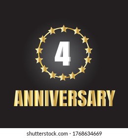 4 year anniversary celebration, vector design for celebrations, invitation cards and greeting cards