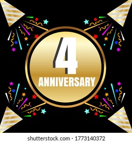 4 year anniversary celebration, vector design for celebrations, invitation cards and greeting cards