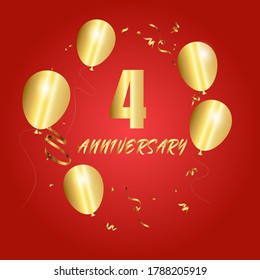 Celebración de 4 años, diseño vectorial para celebraciones, tarjetas de invitación y tarjetas de felicitación
