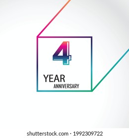 Ilustración de diseño de plantillas vectoriales de celebración de 4 años