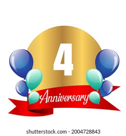 4 year anniversary celebration, vector design for celebrations, invitation cards and greeting cards