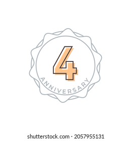 4 Year Anniversary Celebration Vector Badge. Happy Anniversary Greeting Celebrates Template Design Illustration