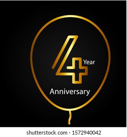 4 year anniversary golden and silver color with circle ring isolated on black background for anniversary celebration event