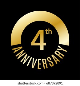 4 year anniversary icon. 4th celebration template for banner, invitation, birthday. Vector illustration.