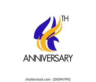 4 year anniversary logo design. 4th celebration number vector. Fun, holiday, ribbon, banner, event, party