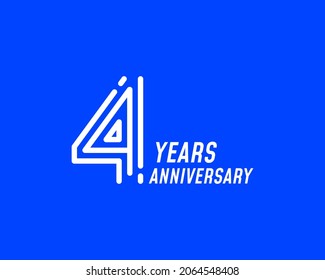 4 year anniversary logo design. Simple line number for celebration. Minimalist digital stripe