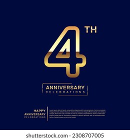 4 year anniversary logo design, anniversary celebration logo with double line concept, logo vector template illustration svg
