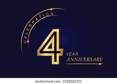  4 year anniversary vector banner template.Dark Blue Golden Royal anniversary Graphics Background.Growing Elegant Shine Spark. Luxury Premium Corporate Abstract Design Template.modern Shape Post.
