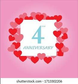 4 años, diseño vectorial con amor por las celebraciones, tarjetas de invitación y tarjetas de felicitación