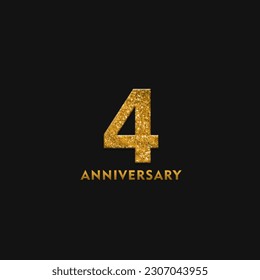 4 year anniversary vector isolated design element with golden glitter on dark background