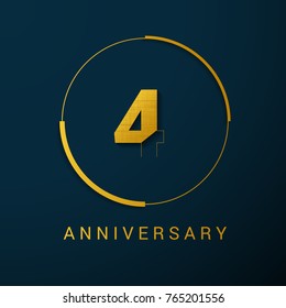 4 Year Anniversary Vector Logo Design Isolated on Dark Background