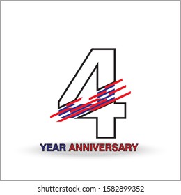 4 Year Anniversary Vector Template Design Illustration