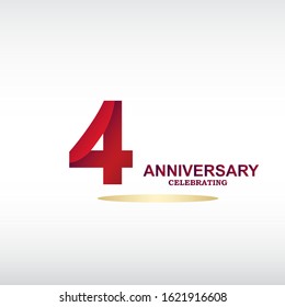 4 Year Anniversary Vector Template Design Illustration