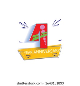 4 Year Anniversary Vector Template Design Illustration