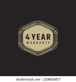 4 Year Anniversary Warranty Celebration with Golden Color for Celebration Event, Wedding, Greeting card, and Invitation Isolated on Black Background