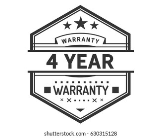 4 year black warranty label icon vector vintage retro