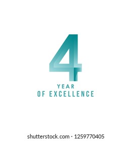 4 Year of Excellence Vector Template Design Illustration