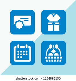 4 year icons in vector set. calendar icon, gift, chinese new year and reward illustration for web and graphic design