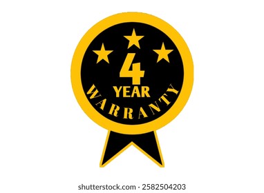 4 year warranty badge, warranty logo design, 4 year warranty sticker