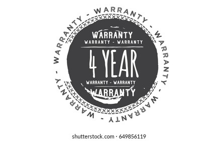 4 year warranty icon vector vintage grunge guarantee background
