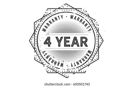 4 year warranty icon vector vintage grunge guarantee background