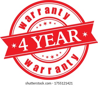4 Year  warranty stamp vector logo images, Warranty vector stock photos, Warranty vector illustration of logo