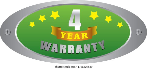 4 Year warranty stamp vector logo images, Warranty vector stock photos, Warranty vector illustration of logo.