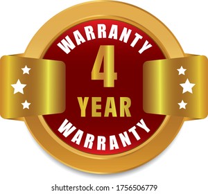 4 Year warranty stamp vector logo images, Warranty vector stock photos, Warranty vector illustration of logo.