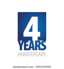 4 Years Anniversary blue white logo icon banner