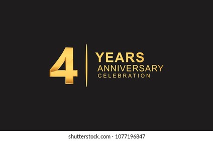 4 years anniversary celebration design with golden color isolated on black background for celebration event