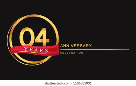4 years anniversary celebration with golden color and ring, red ribbon for anniversary celebration