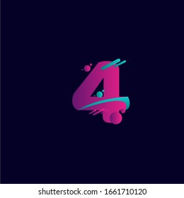 4 Years Anniversary Celebration Gradient Purple Number Vector Template Design Illustration