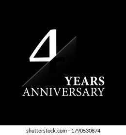 4 years anniversary celebration logo design. white cut style isolated