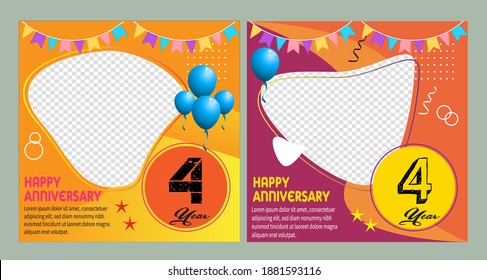 4 years anniversary celebration logo vector template design