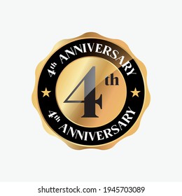 4 Years Anniversary Celebration. Anniversary Logo With Circle And Elegance Golden Color Isolated On Black Background, Vector Design