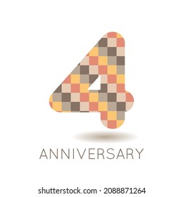 4 years anniversary celebration. Logo  on white background. Vector illustration for invitation card, celebration, greeting card, cover, label, flyer.